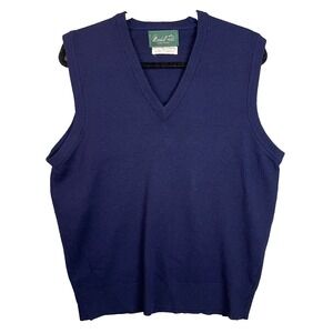 Marshall Fields Sweater Vest Mens Large Blue 100% 2 ply Cashmere Vtg old money